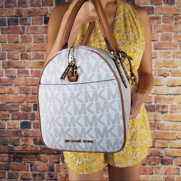 Michael Kors Medium Aria Satchel Brown Acorn Bag - Picture 4 of 7